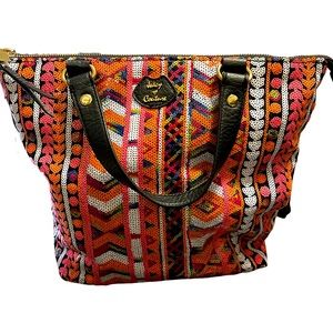 Y2K Juicy Couture Sequined Multicolored Patterned Tote Bag w/detachable strap